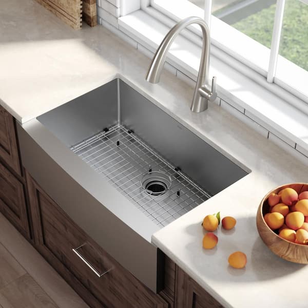 Standart PRO Farmhouse Apron-Front Stainless Steel 30 in. Single Bowl Kitchen Sink