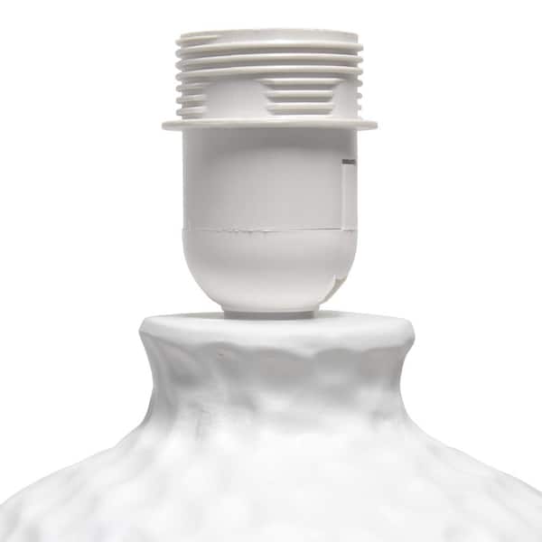 20.08 in. White Traditional Ceramic Textured Imprint Winding Table Desk Lamp with Matching Empire Fabric Shade