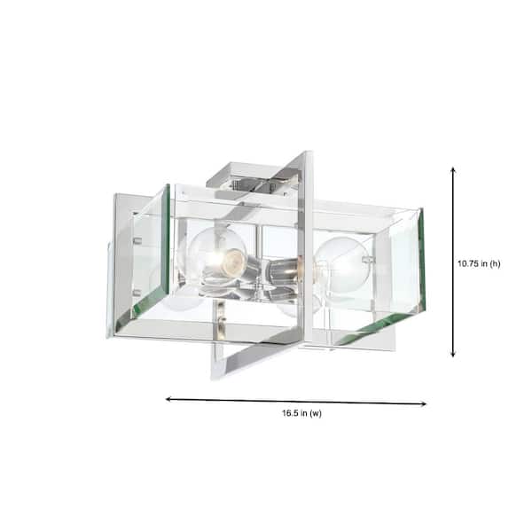 Ethan 16.5 in. 4-Light Polished Nickel Semi Flush Mount Ceiling Light with Clear Beveled Glass Shade