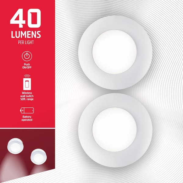 Battery Operated LED Puck Lights with Remote (2-Pack)