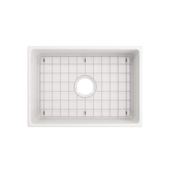 Farmhouse Apron-Front Fireclay 27 in. Single Bowl Kitchen Sink in White with Bottom Grid