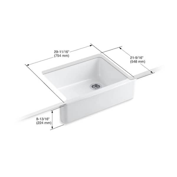 Whitehaven Farmhouse Undermount Apron Front Cast Iron 30 in. Self-Trimming Single Bowl Kitchen Sink in White