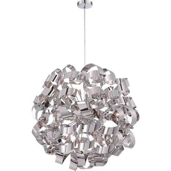 Ribbons 31 in. 12-Light Polished Chrome Pendant