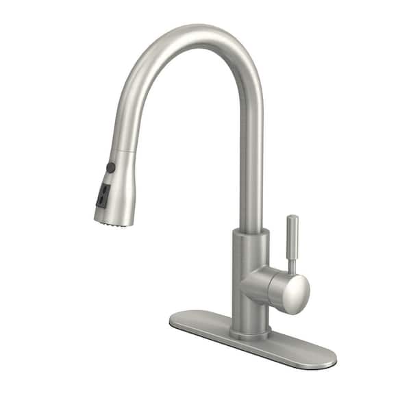 Garrick Single-Handle Pull-Down Sprayer Kitchen Faucet in Brushed Nickel