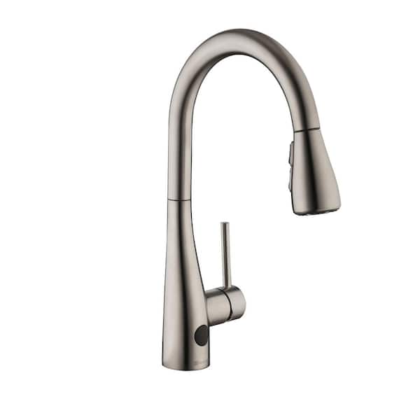 Nottely Touchless Single Handle Pull-Down Sprayer Kitchen Faucet in Stainless Steel