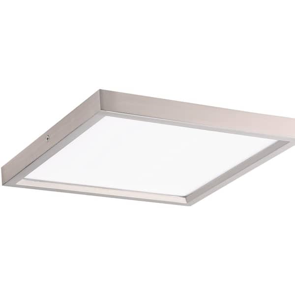 Vantage 11 in. square 1-Light Brushed Nickel LED Flush Mount with Acrylic Diffuser