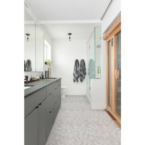 Capri Blue Hexagon 12 in. x 11.75 in. x 10mm Honed Mosaic Marble Floor and Wall Tile (9.8 sq. ft./Case)