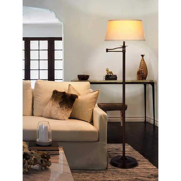 Caden 62 in. Bronze Industrial Style LED Swing Arm Floor Lamp