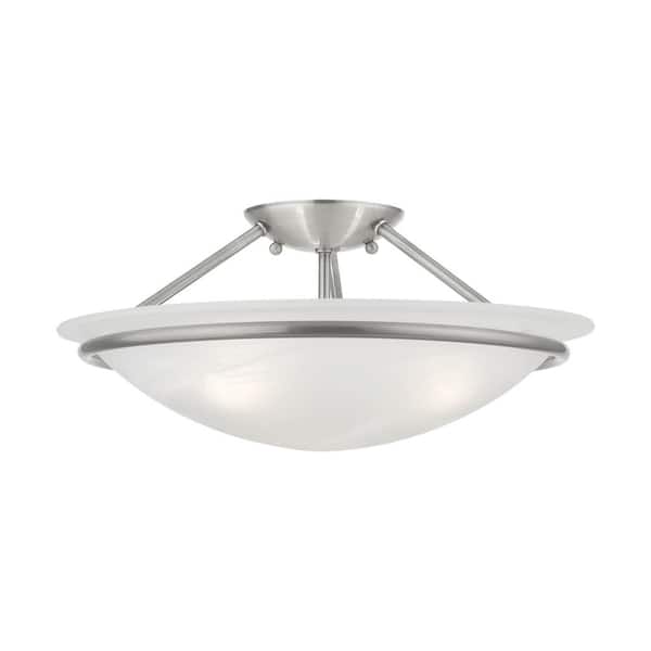 Walcott 3-Light Ceiling Brushed Nickel Incandescent Semi-Flush Mount