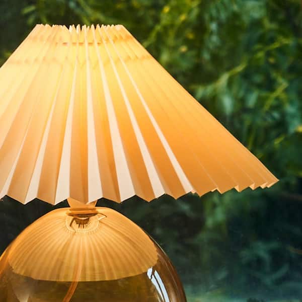 11 in. Gold Retro Table Lamp with Pleated Empire Lamp Shade