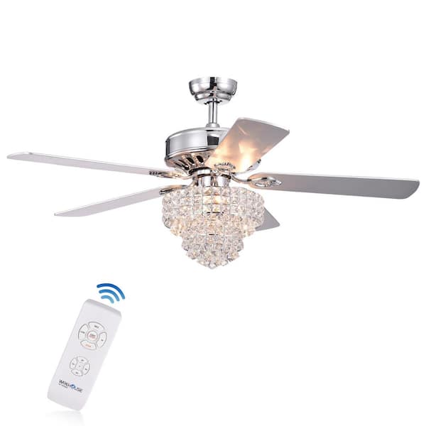 Bryanya 52 in. Chrome Indoor Remote Controlled Ceiling Fan with Light Kit