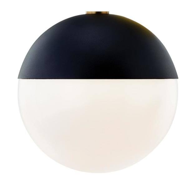 Renee 1-Light Aged Brass/Black Wall Sconce with Opal Glossy Shade