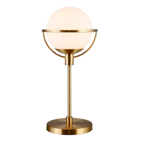 Cieonna 21 in. Brass Finish Globe & Stem Table Lamp with Glass Shade