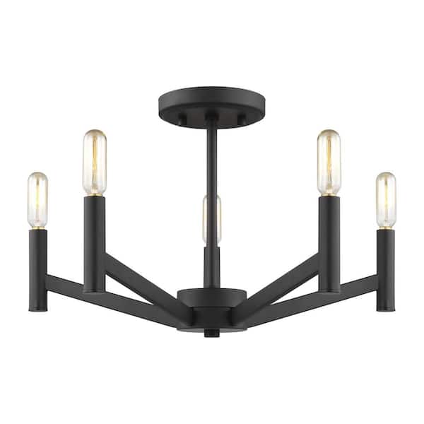Vector 18 in. 5-Light Midnight Black Semi-Flush Mount