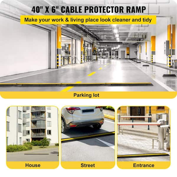 1-Channel Rubber Cable Protector Ramps 22046 lbs. Loading Cable Cable Wire Cord Cover Speed Bump (4-Pieces)