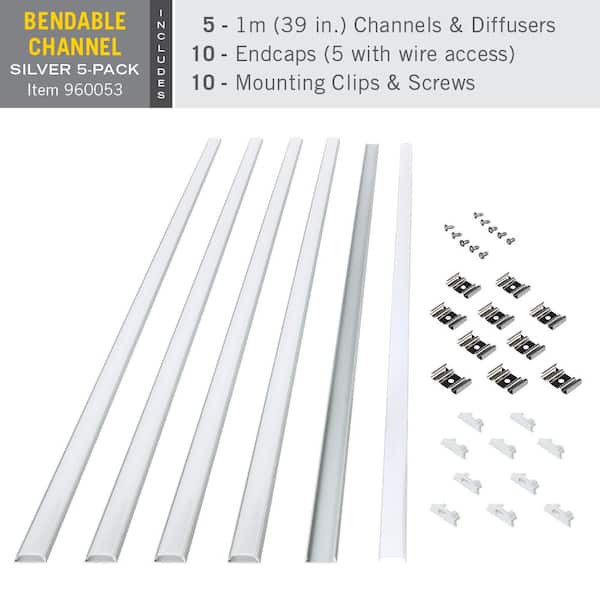 Bendable Surface Mount Tape Light Channel LED Mounting Hardware 5-Pack