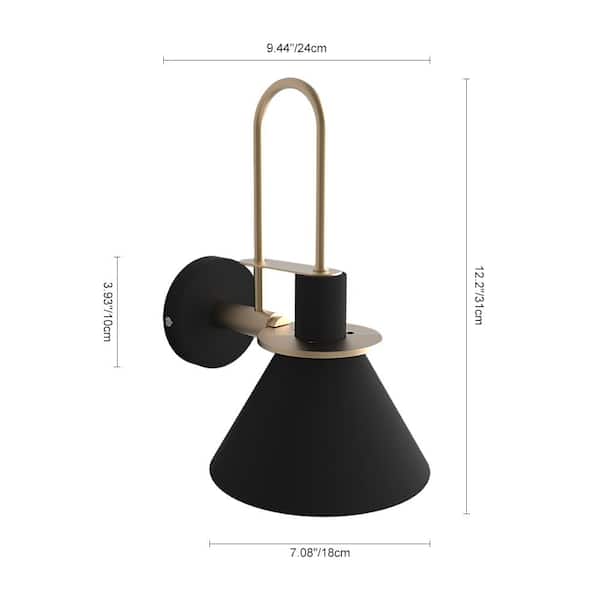 Luckyday 7 in. Modern 1-Light Matte Black Wall Sconce
