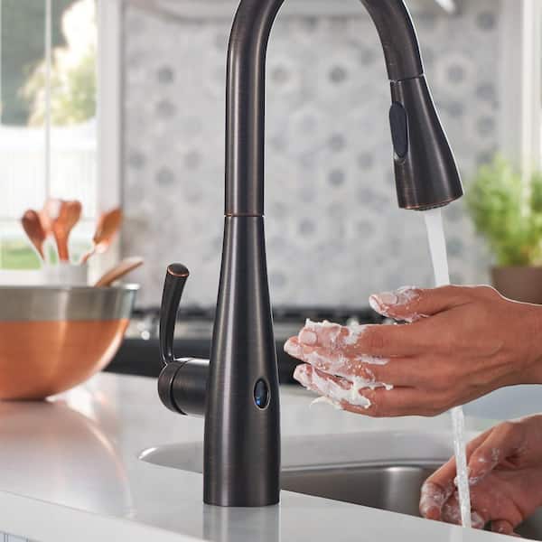 Essie Touchless 1-Handle Pull-Down Sprayer Kitchen Faucet with MotionSense Wave and Power Clean in Mediterranean Bronze