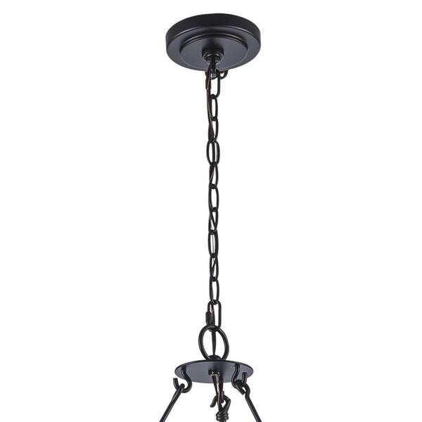 8-Light Black and Faux Wood Wagon Wheel Chandelier Light Fixture