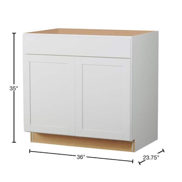Westfield Feather White Assembled Sink Base Kitchen Cabinet (36 in. W x 23.75 in. D x 35 in. H)