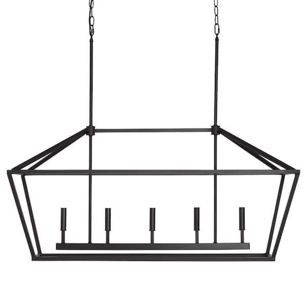 3245-MB 5-Light 40 in. Wide Taper Candle Matte Black Chandelier