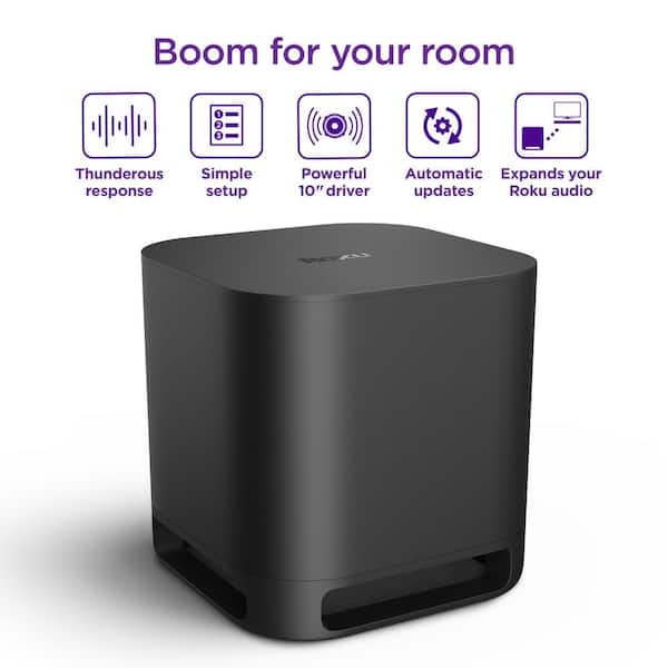 Wireless Subwoofer for Roku TV Surround Sound System in Black