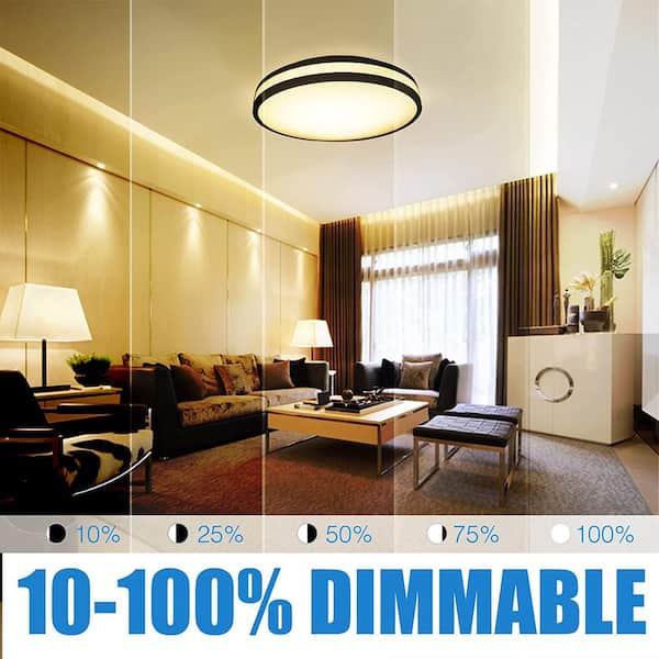 13 in. Matte Black LED Flush Mount 3000K Warm Light Convertible Ceiling Light Fixture (2-Pack)