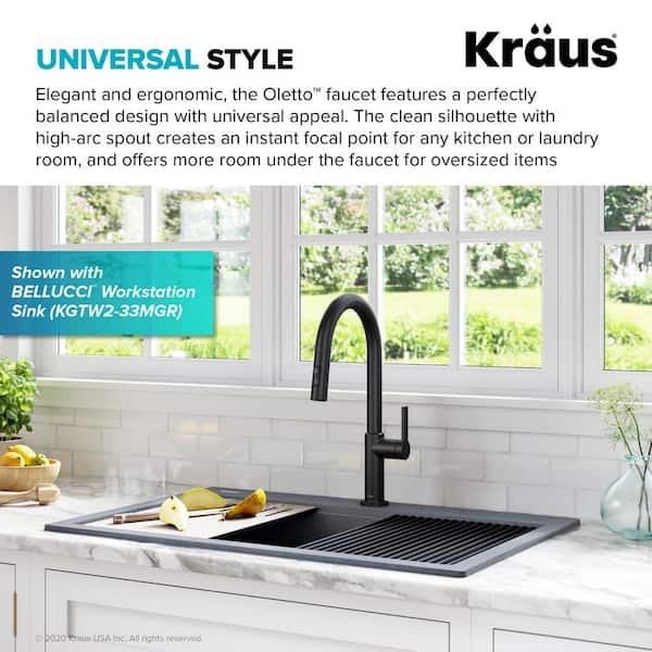 Oletto Single-Handle Pull-Down Sprayer Kitchen Faucet in Matte Black