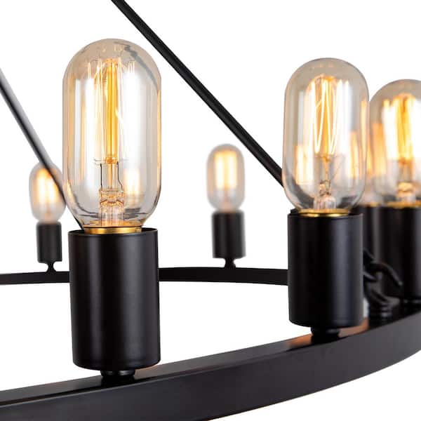 Bismarck 24-Light Black Candle Style Wagon Wheel Chandelier