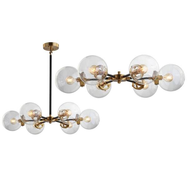 Caleb 6-Light Black and Brass Cluster Pendant Light with Clear Glass Shades