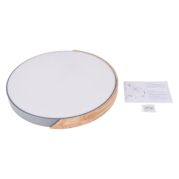 19.68 in. 1-Light Grey LED Flush Mount Ceiling Light with Acrylic Shade