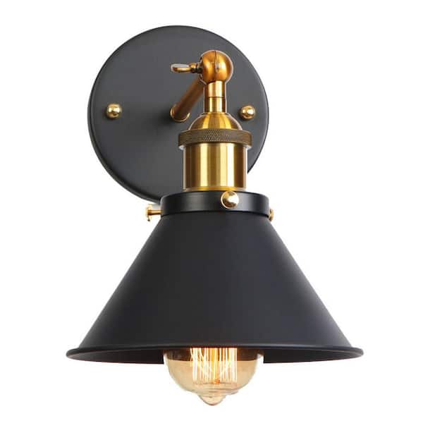 1-Light Black Sconce Hardwired Wall Lighting Fixture with Swing Arm