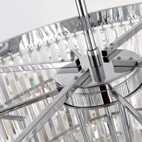 Annapolis 12-Light Chrome/Clear Unique Tiered Chandelier with Crystal Accents