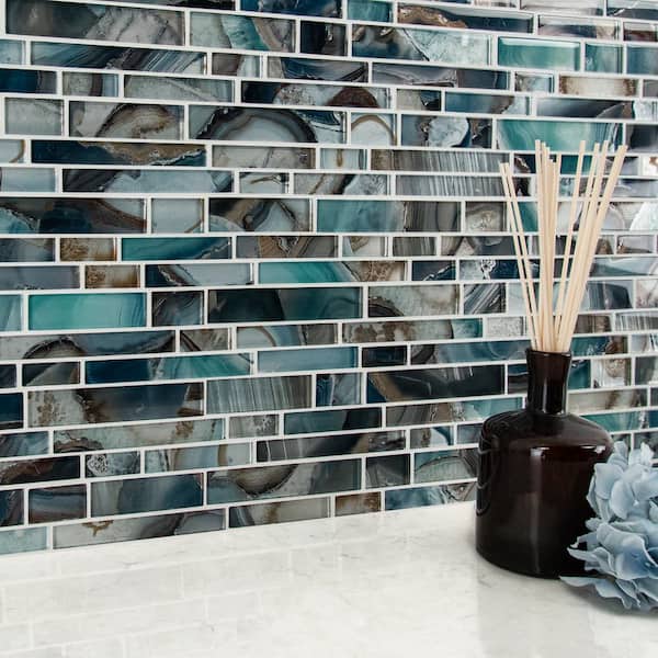 Night Sky Interlocking 11.81 in. x 11.81 in. x 8mm Glass Mesh-Mounted Mosaic Tile (9.7 sq. ft. / case)