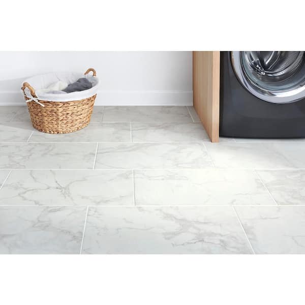 Carrara White 12 in. x 24 in. Matte Porcelain Stone Look Floor and Wall Tile (16 sq. ft./Case)