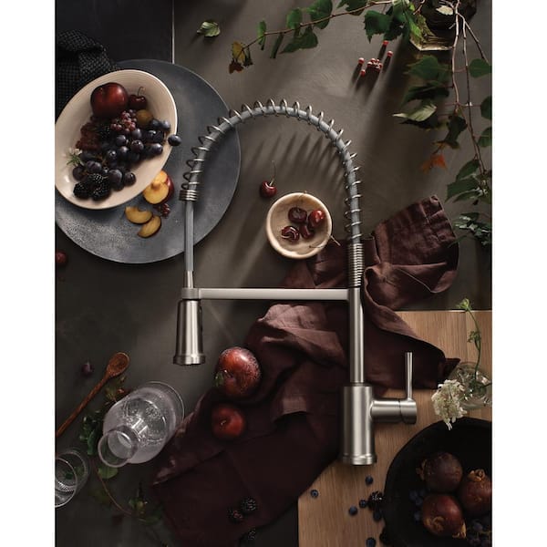 Indi Single-Handle Pre-Rinse Spring Pulldown Sprayer Kitchen Faucet with Power Clean in Spot Resist Stainless