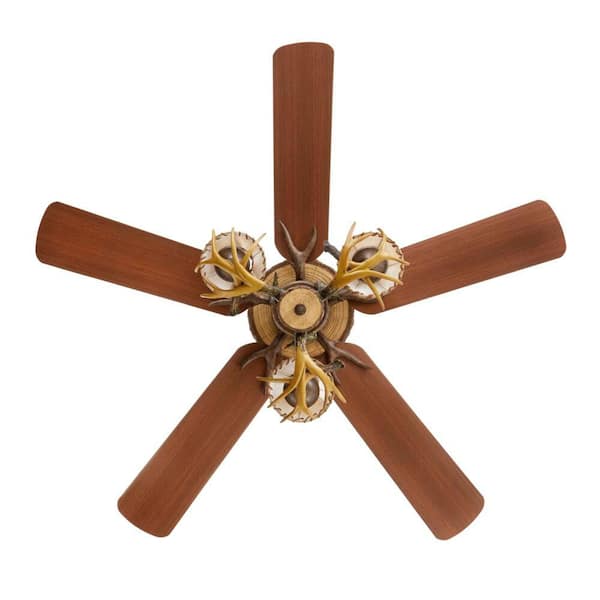 Lodge 52 in. LED Nutmeg Ceiling Fan with Light and Remote Control