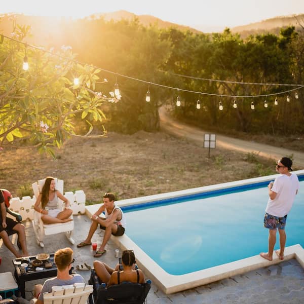 15 Light 48 ft. Outdoor Plug-in Edison Bulb Weatherproof String Light, 18 Bulbs Included