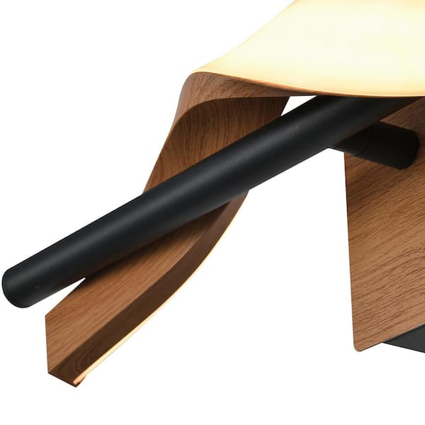 Washington 1-Light Black/Wood LED Wall Sconce