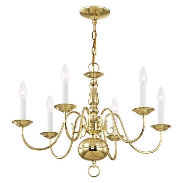 Williamsburgh 6 Light Polished Brass Chandelier
