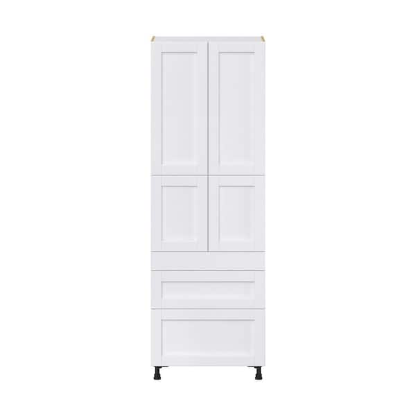 Mancos Glacier White Shaker Assembled Pantry Kitchen Cabinet with 5-Drawers (30 in. W x 89.5 in. H x 24 in. D)