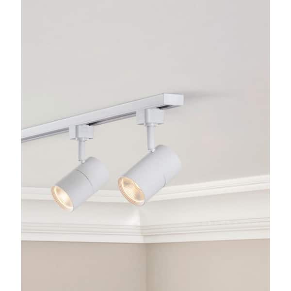 1-Light White Integrated LED Linear Track Lighting Mini Cylinder Step Head