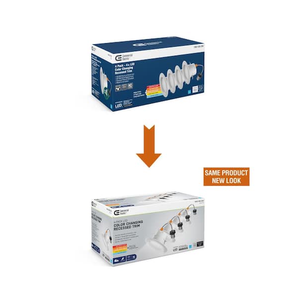 4 in. New Construction or Remodel White Integrated LED Recessed Light Trim with Color Changing Technology (4-Pack)