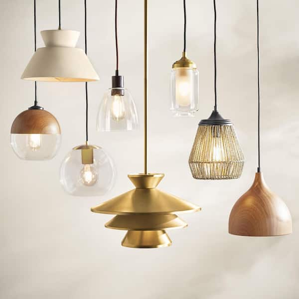 Kawena 60-Watt 1-Light Robusta Wood Mini-Pendant with Clear Glass Shade