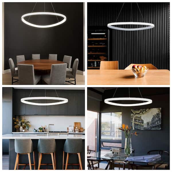 48-Watt 1-Light White Aluminum Dimmable Integrated LED Pendant Light