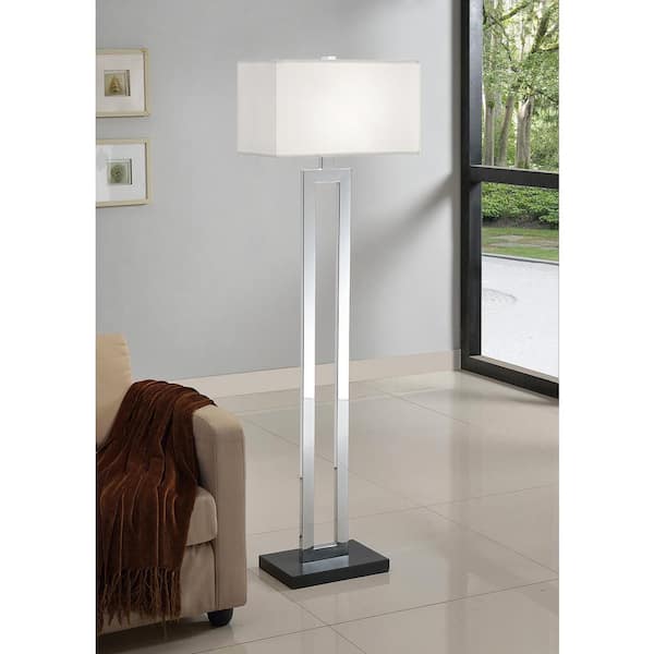 Geometric 60 in. Chrome/Black Contrast Floor Lamp