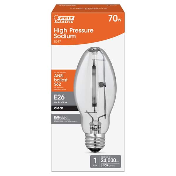 70-Watt ED17 Shape Clear High Pressure Sodium E26 Medium Base HID Light Bulb (1-Bulb)