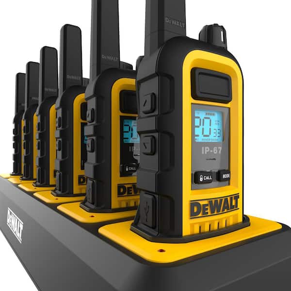 DXFRS300 Heavy-Duty 1-Watt Walkie Talkies with 6-Port Gang Charger (6-Pack)