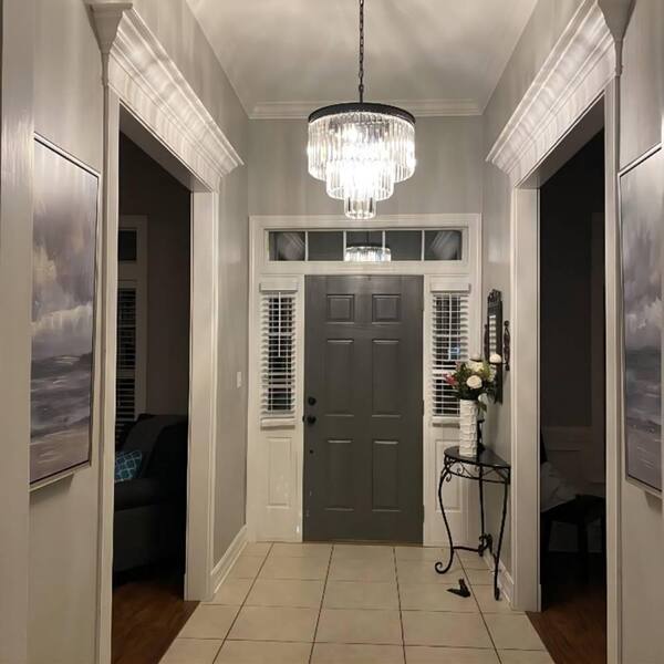 Annapolis 7 -Light Black Unique Tiered Chandelier with Crystal Accents