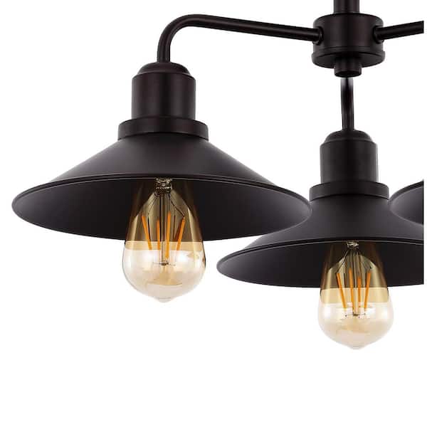 Calvin 18.5 in. 3-Light Iron Industrial Farmhouse LED Oil Rubbed Bronze Semi-Flush Mount Ceiling Light